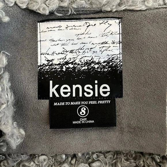 KENSIE Grey Lamb Faux Fur and Faux Suede Long Vest, Size S - Picture 10 of 12